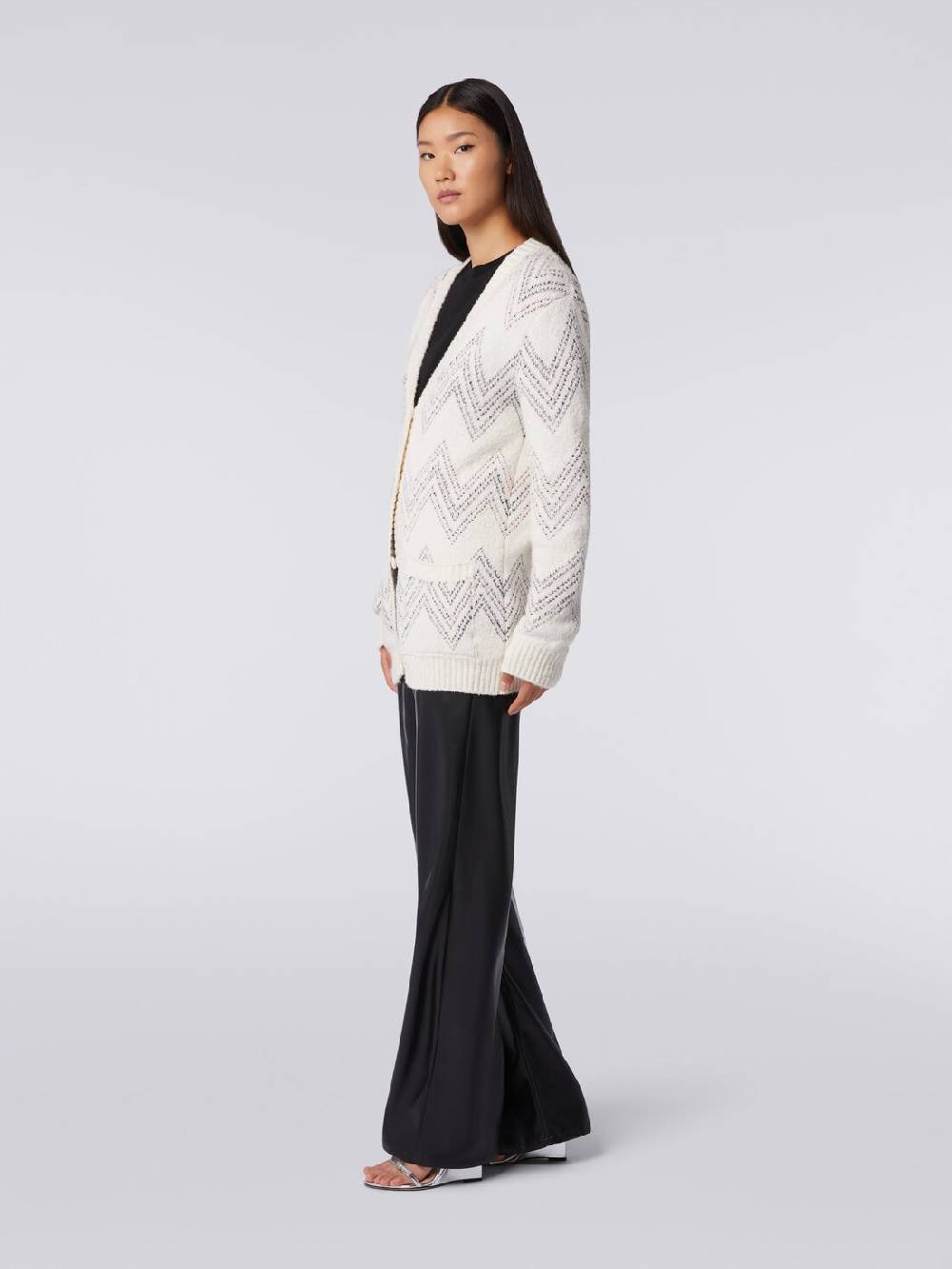M Missoni Cardigan oversize in misto cotone zig zag Fino al 55% di sconto