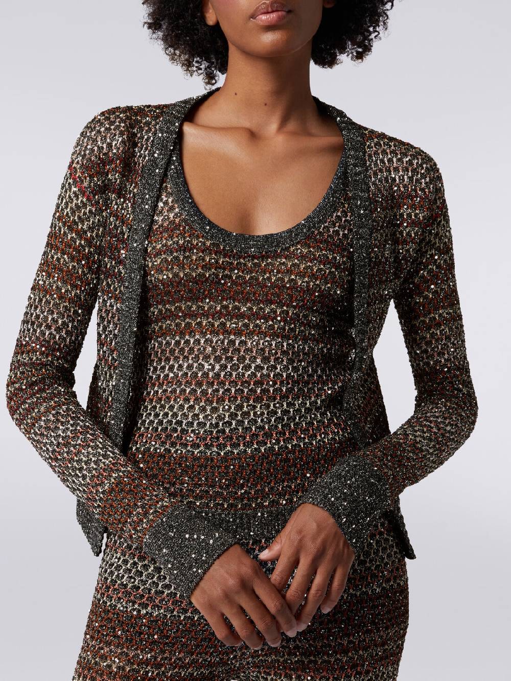 M Missoni Cardigan corto in maglia a rete con paillettes Solo un giorno rimasto