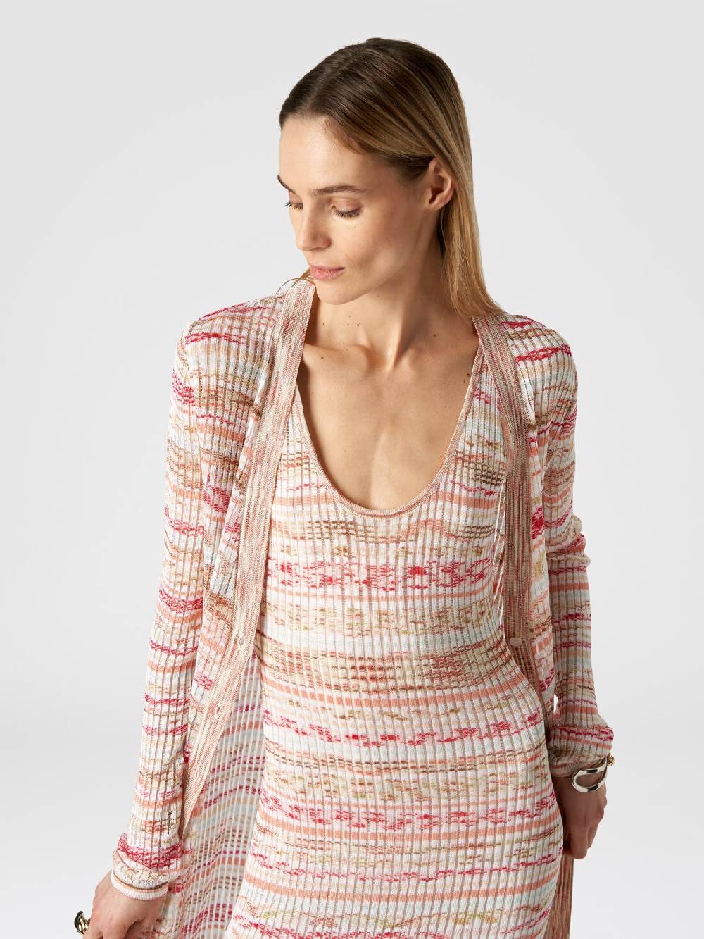 M Missoni Cardigan lungo a costine in viscosa fiammata Super sconto