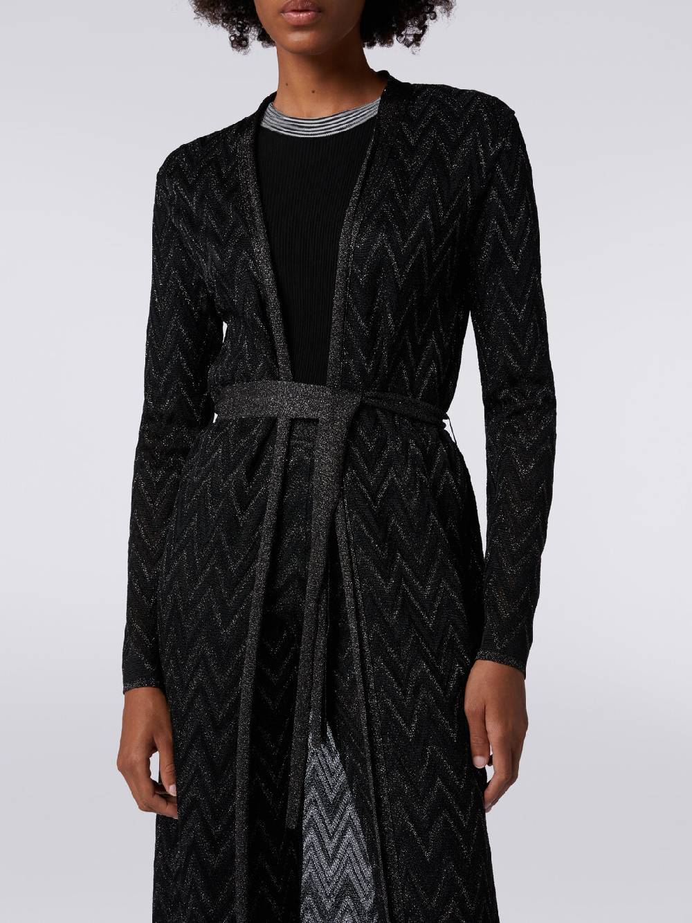 M Missoni Cardigan lungo in maglia chevron con lurex 50% di sconto con spedizione gratuita