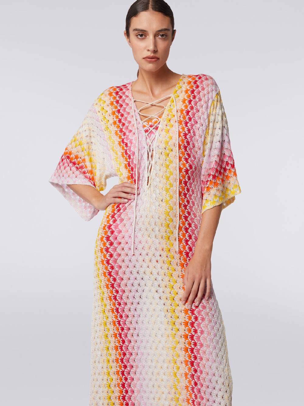 M Missoni Caftano copricostume lungo effetto pizzo dégradé con lurex Officina