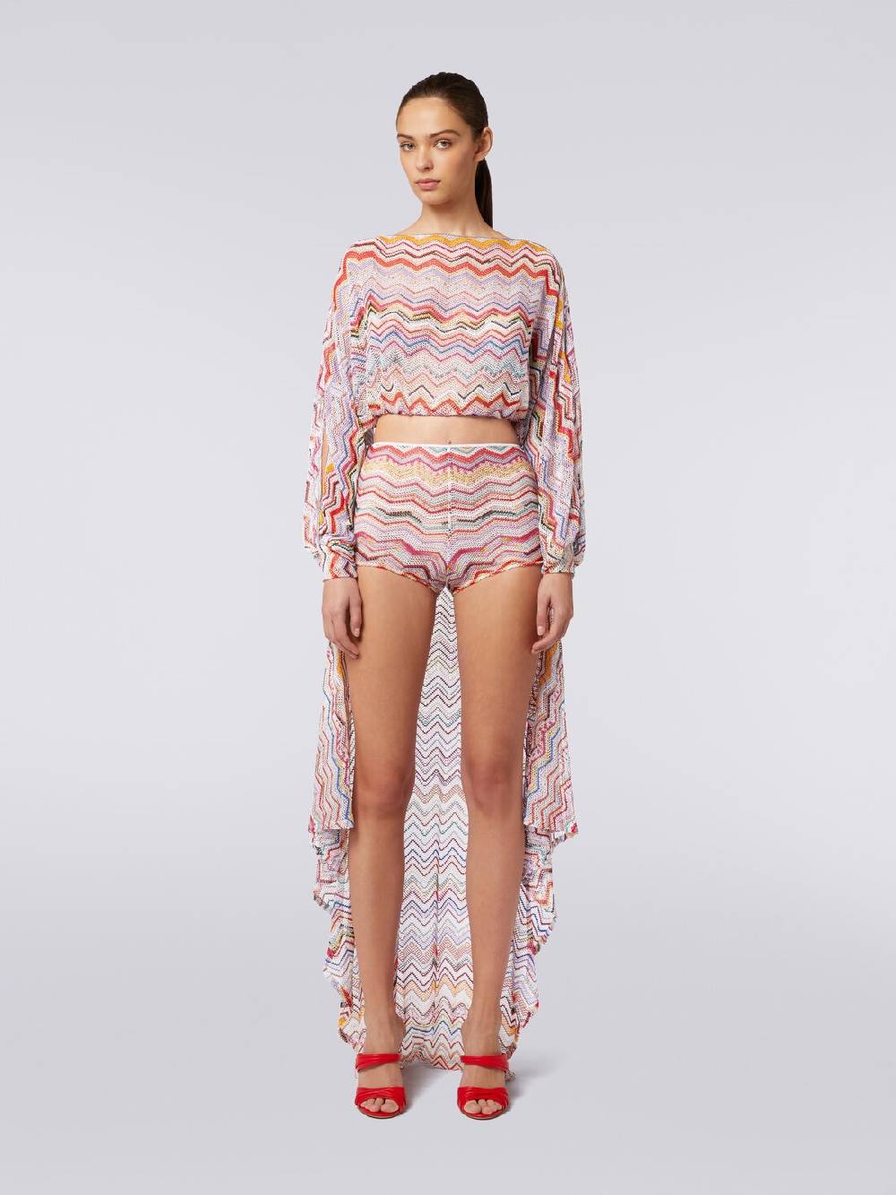 M Missoni Top a maniche lunghe in crochet con lurex Sconti questo mese