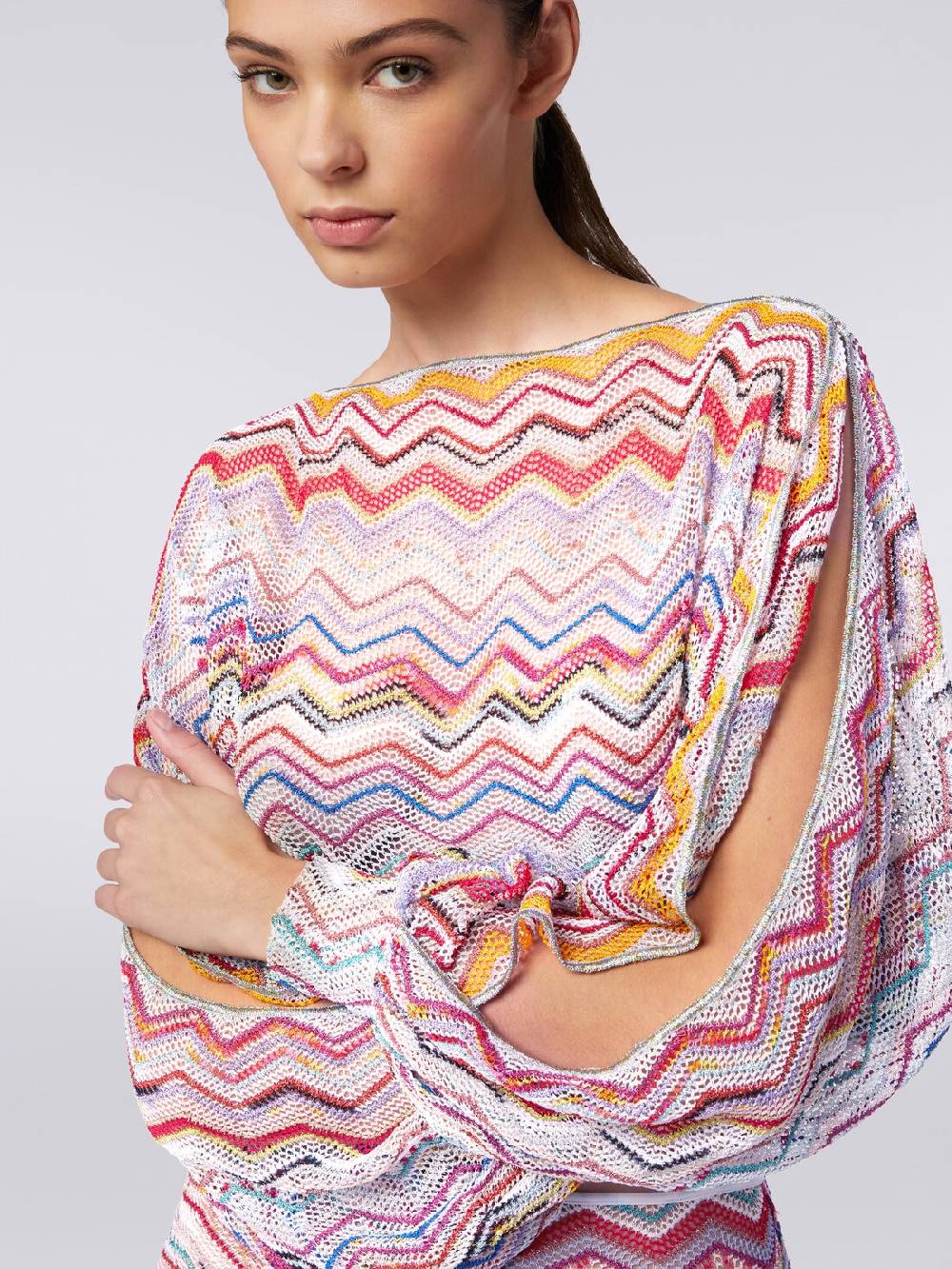 M Missoni Top a maniche lunghe in crochet con lurex Sconti questo mese