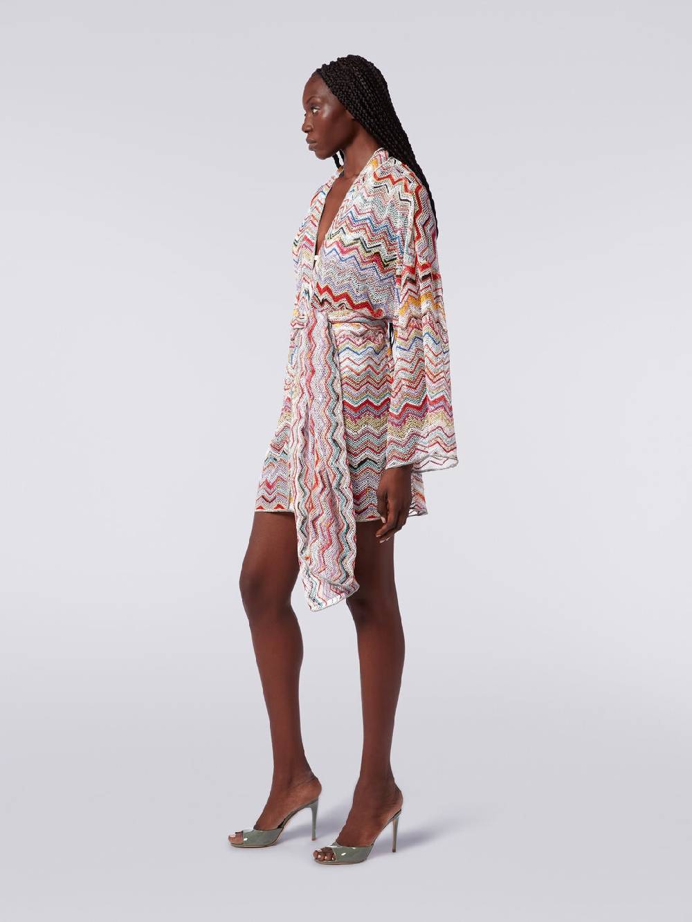 M Missoni Copricostume a vestaglia in crochet zig zag con lurex Italy