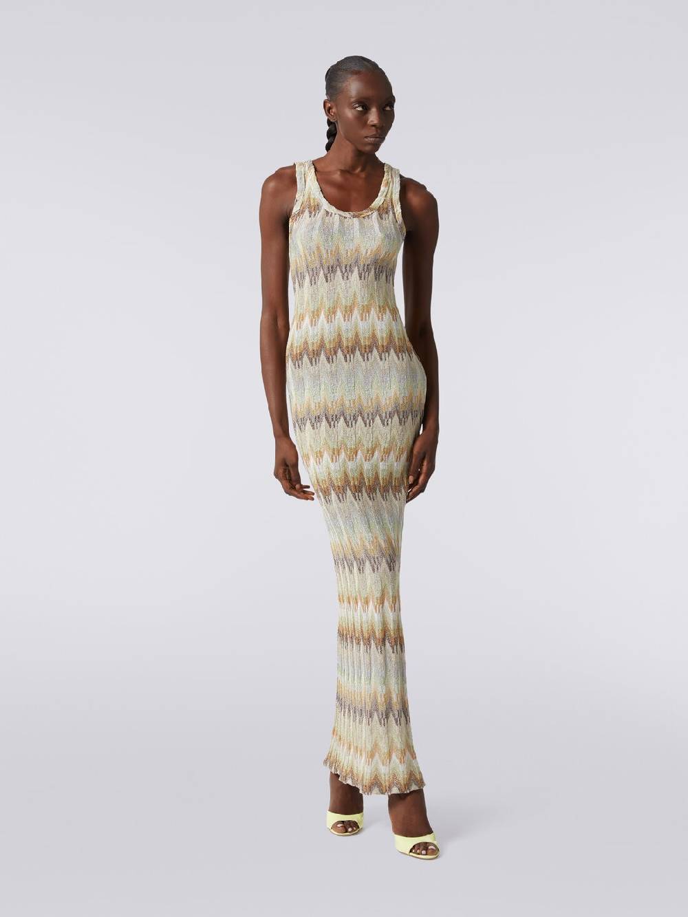 M Missoni Abito lungo smanicato in viscosa zig zag con lurex In Linea