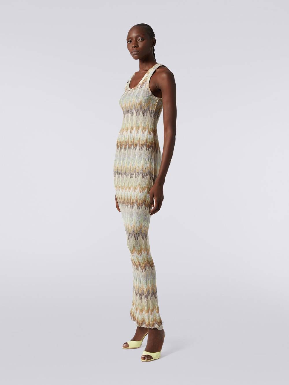 M Missoni Abito lungo smanicato in viscosa zig zag con lurex In Linea