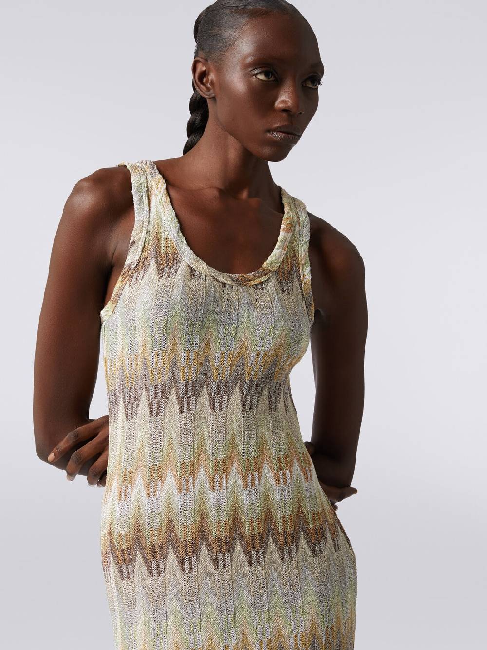 M Missoni Abito lungo smanicato in viscosa zig zag con lurex In Linea