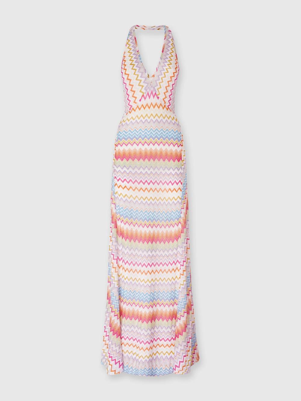 M Missoni Abito lungo in viscosa zig zag con lurex Nuovo