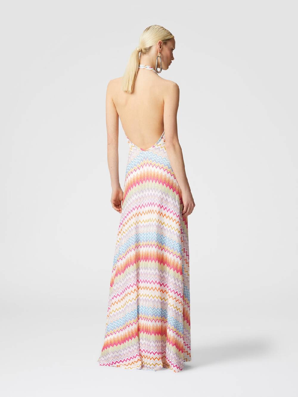 M Missoni Abito lungo in viscosa zig zag con lurex Nuovo
