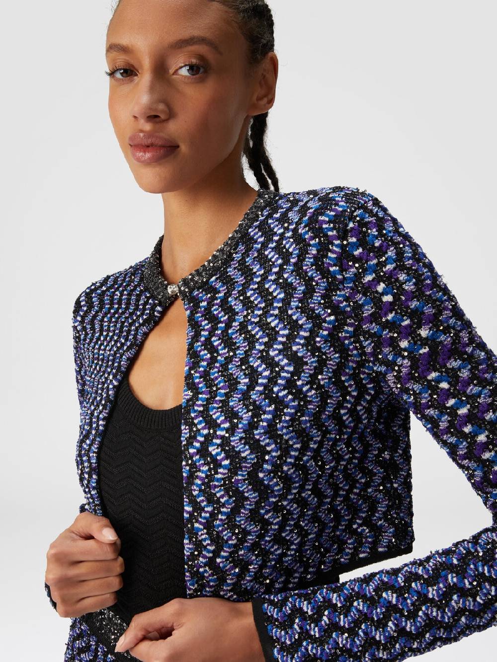 M Missoni Cardigan zig zag goffrato con paillettes Qualità