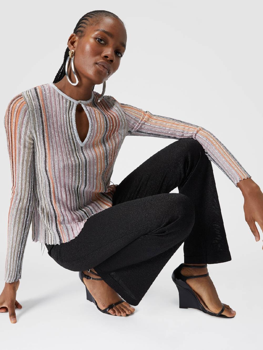 M Missoni Pantaloni dritti in viscosa effetto glitter Spedizione Gratuita
