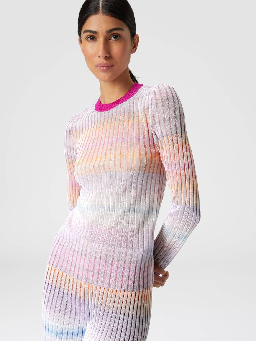 M Missoni Maglia girocollo a coste con colletto a contrasto Pezzi Unici