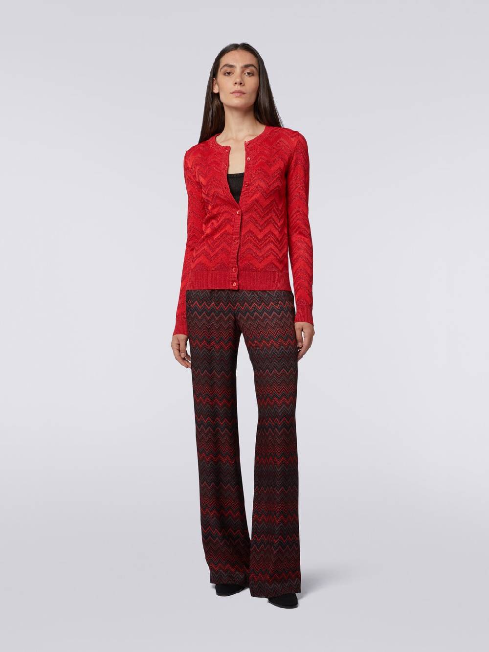 M Missoni Cardigan in maglia zig zag tonale con lurex
