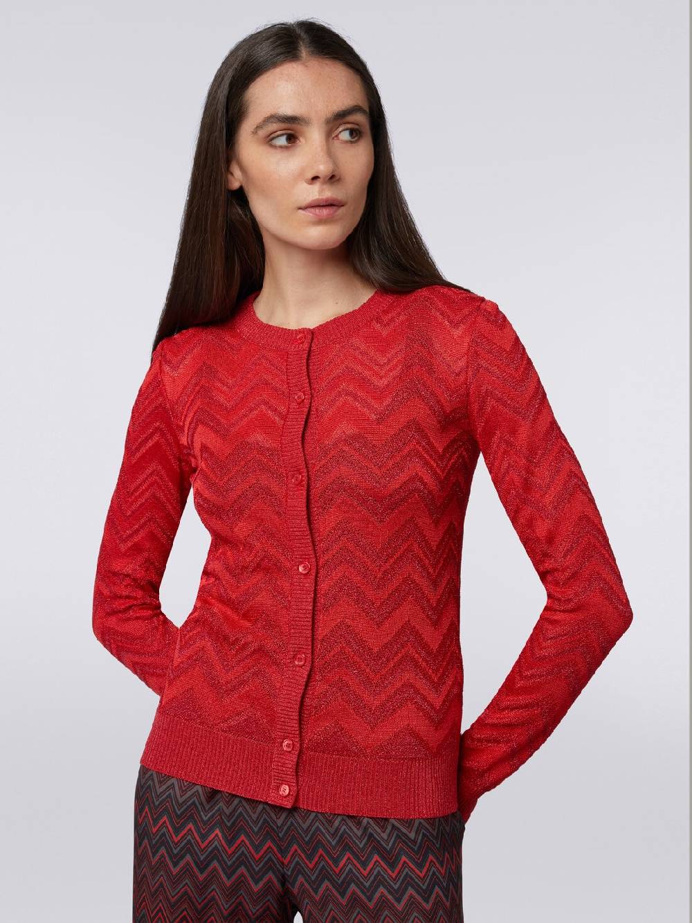 M Missoni Cardigan in maglia zig zag tonale con lurex Acquista Ora