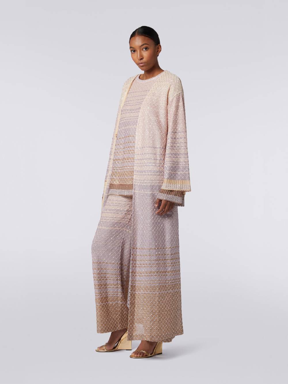M Missoni Cardigan lungo in maglia dégradé con paillettes Consegna Veloce