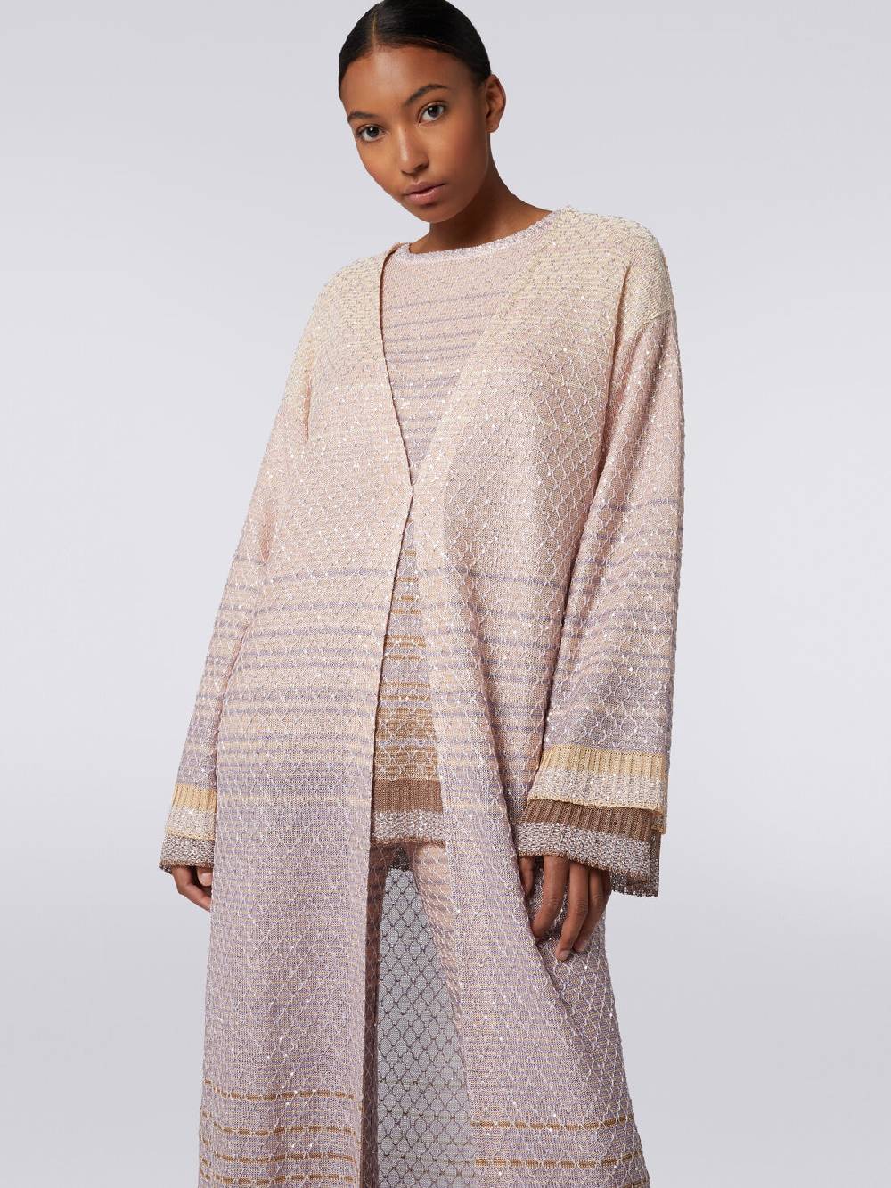 M Missoni Cardigan lungo in maglia dégradé con paillettes Consegna Veloce