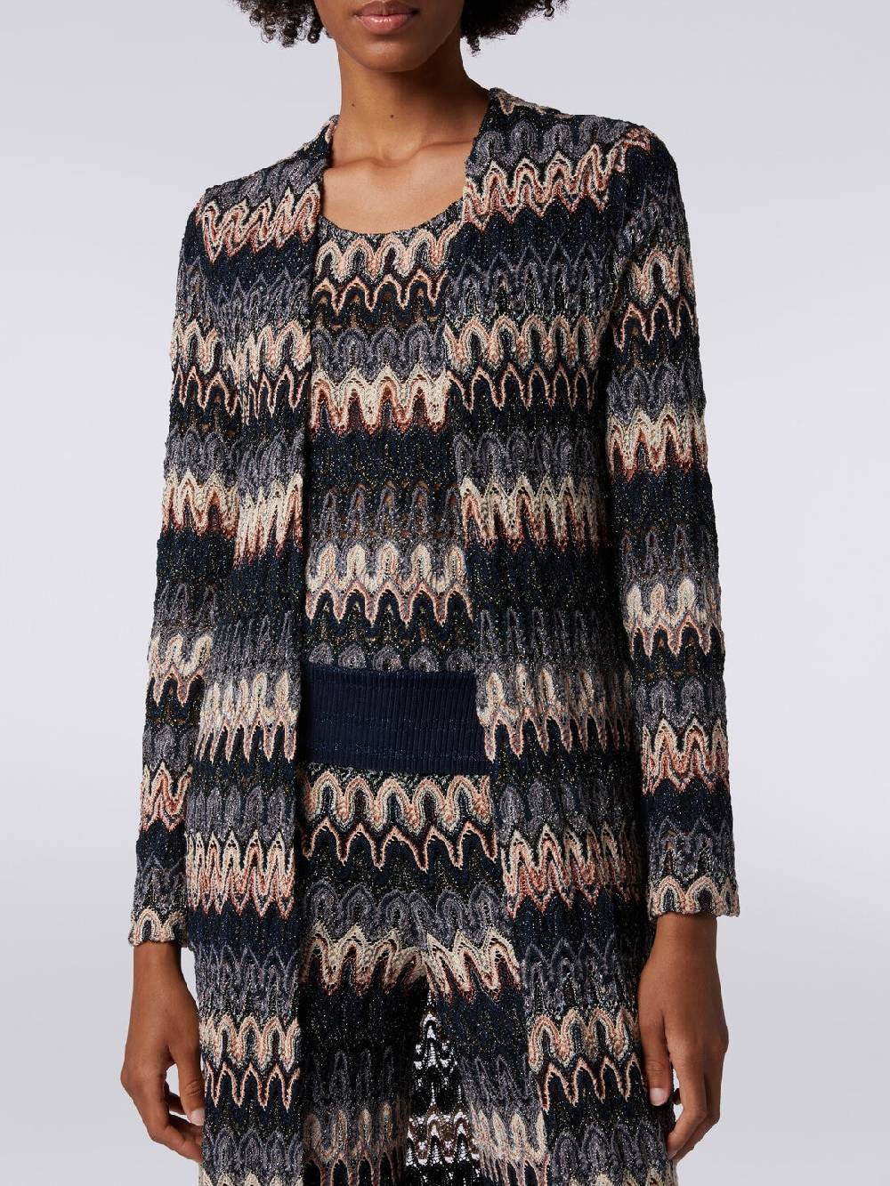 M Missoni Cardigan lungo in maglia lamé con motivo a onde effetto pizzo Promozione Limitata