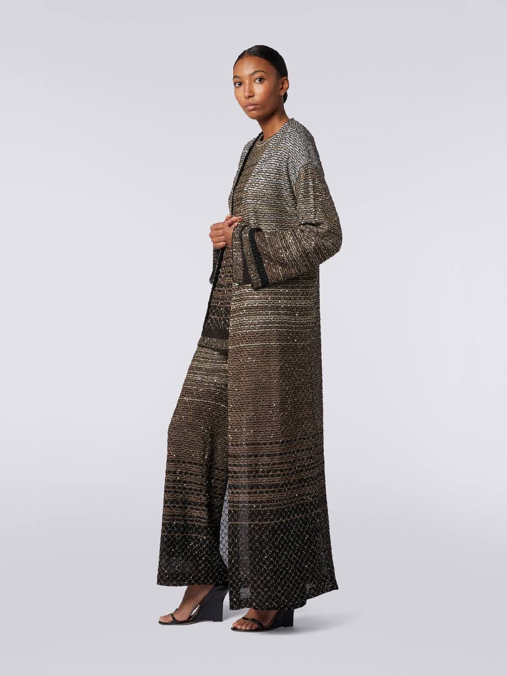M Missoni Cardigan lungo in maglia dégradé con paillettes Fino Al -60%