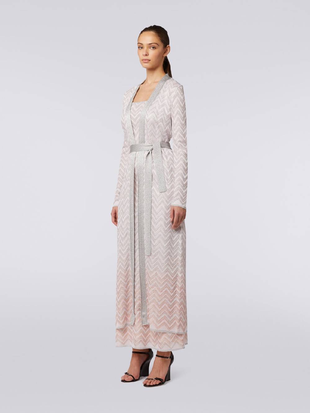 M Missoni Cardigan lungo in maglia chevron con lurex Shopping Online