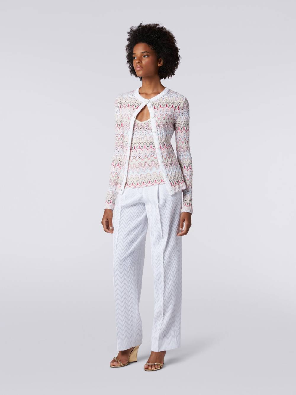 M Missoni Cardigan in maglia con profili a contrasto e motivo a onde Prezzo Ridotto