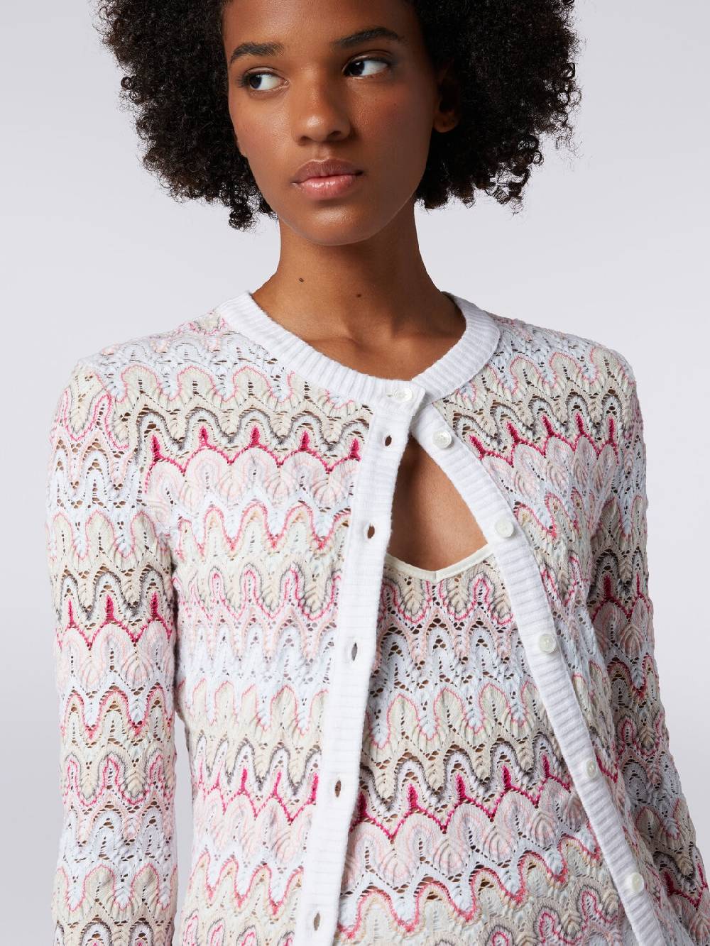 M Missoni Cardigan in maglia con profili a contrasto e motivo a onde Prezzo Ridotto