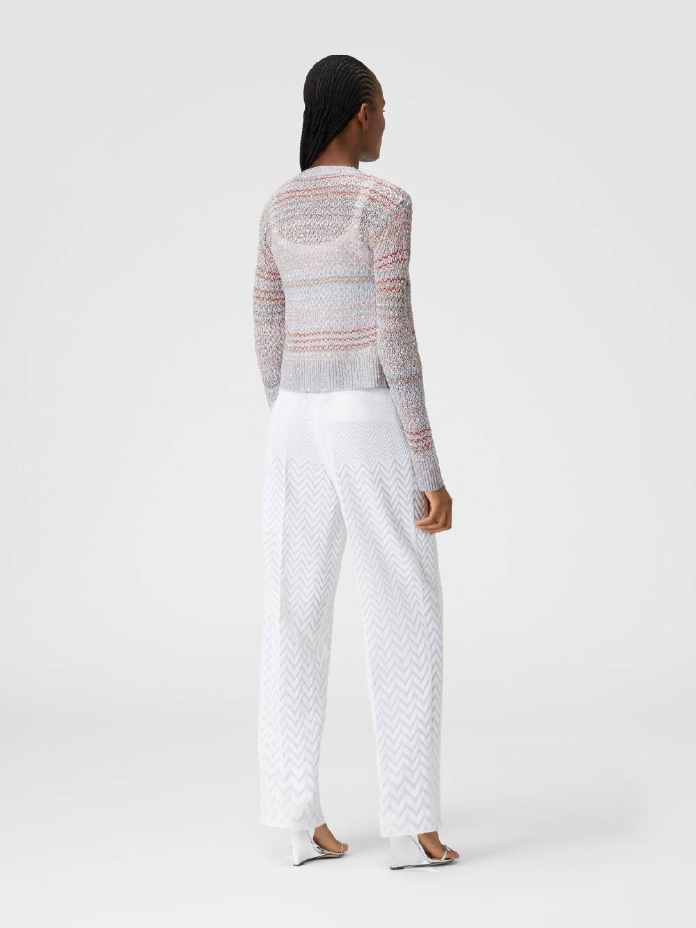 M Missoni Cardigan corto in maglia a rete con paillettes Sottocosto
