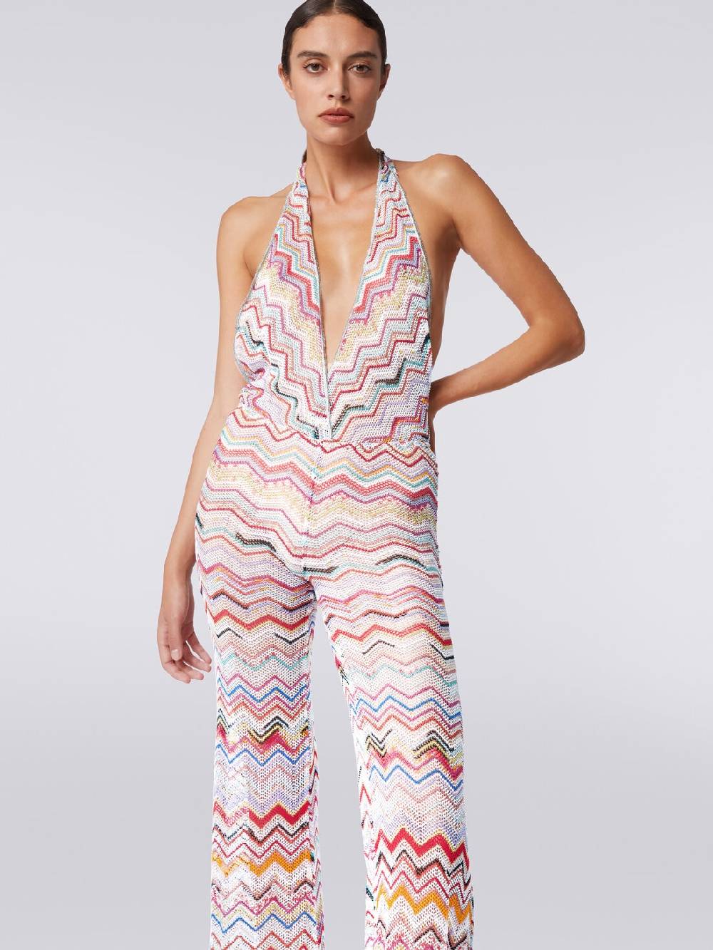 M Missoni Tuta pantalone crochet con scollatura a V Convenienza