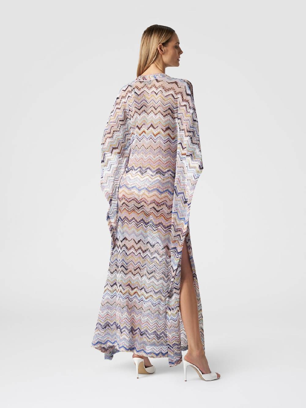 M Missoni Caftano copricostume lungo in viscosa zig zag con lurex Presa
