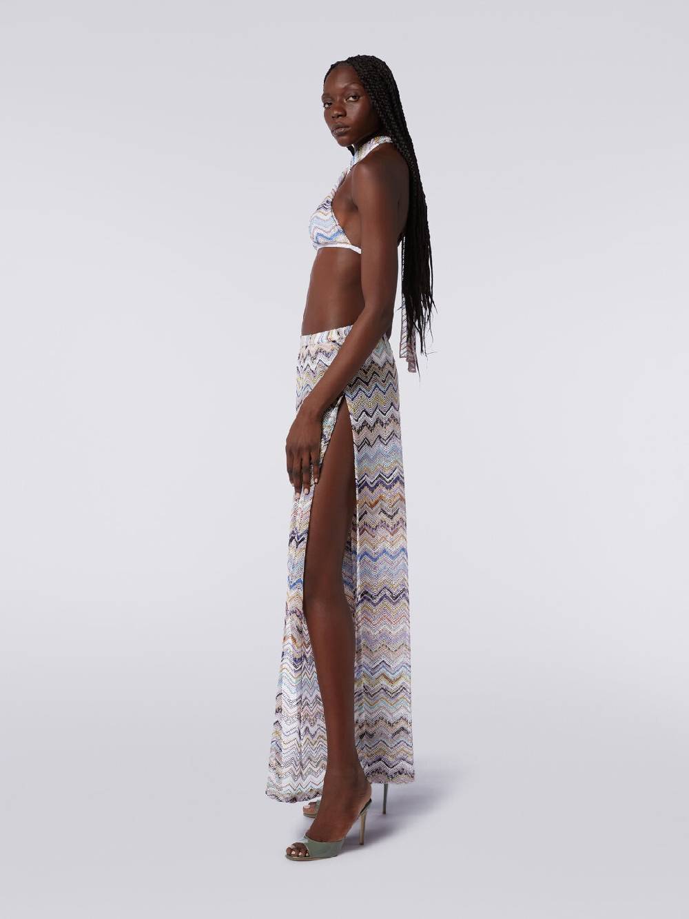 M Missoni Pantaloni in maglia di viscosa a rete zig zag con lurex Sconto