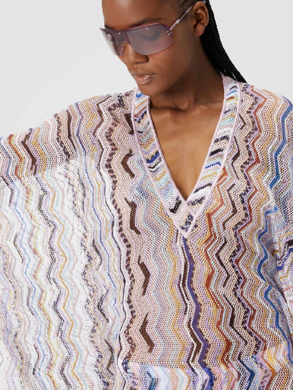 M Missoni Caftano copricostume corto in crochet zig zag con lurex Economico
