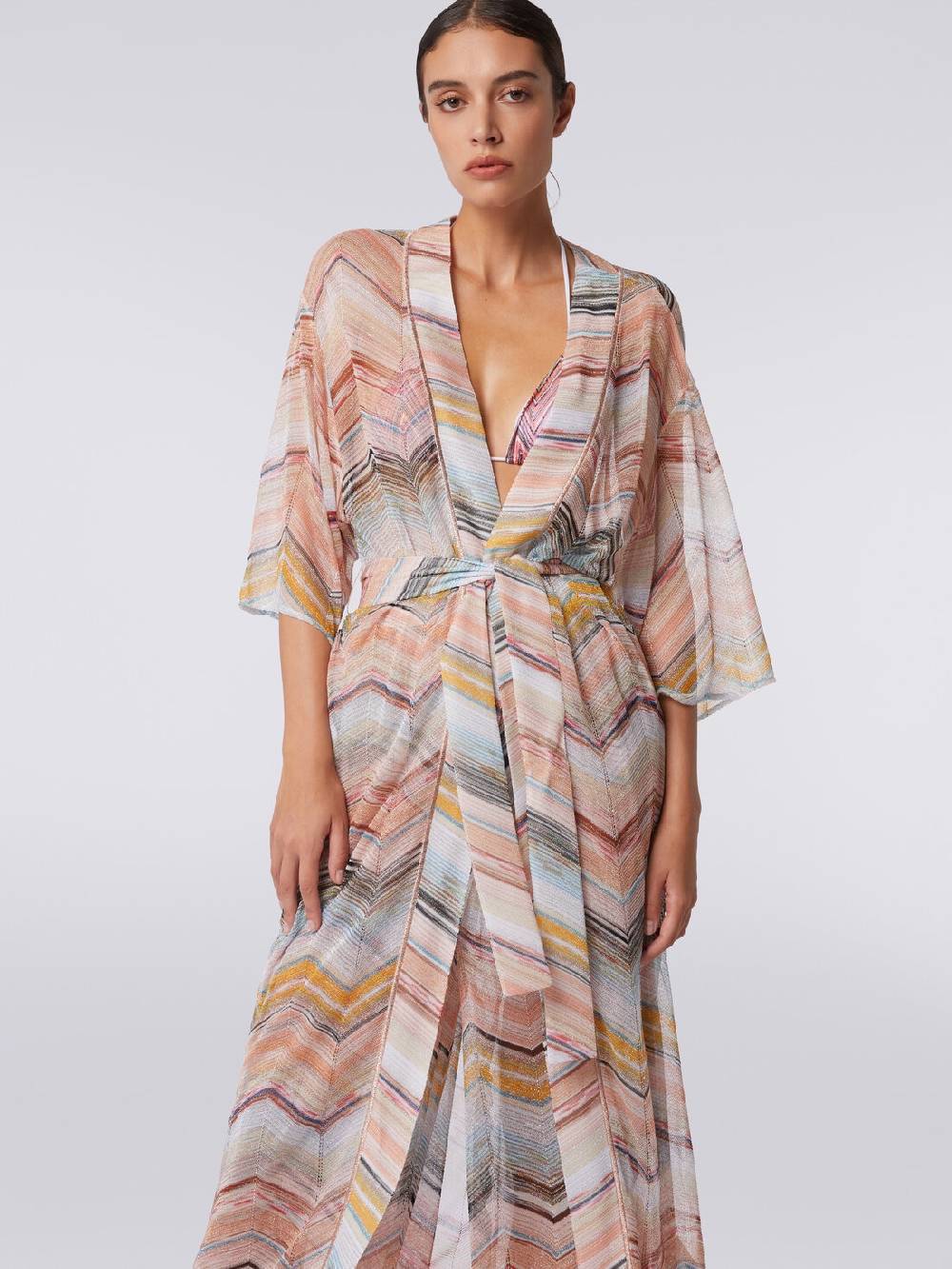 M Missoni Copricostume lungo a vestaglia chevron con lurex Offerte