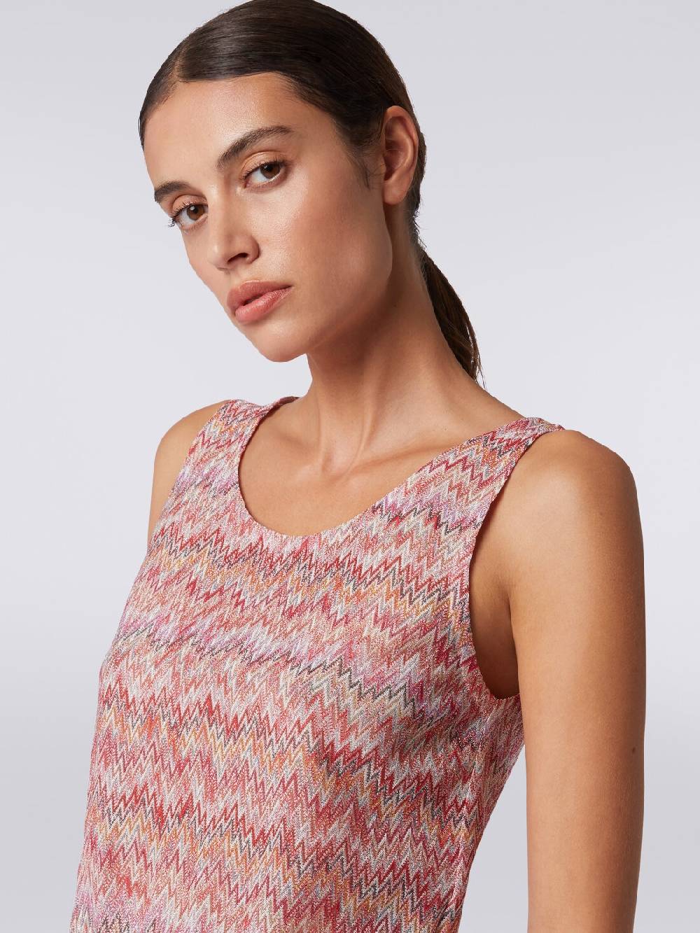 M Missoni Canottiera in misto viscosa lamé chevron Vendita Economica