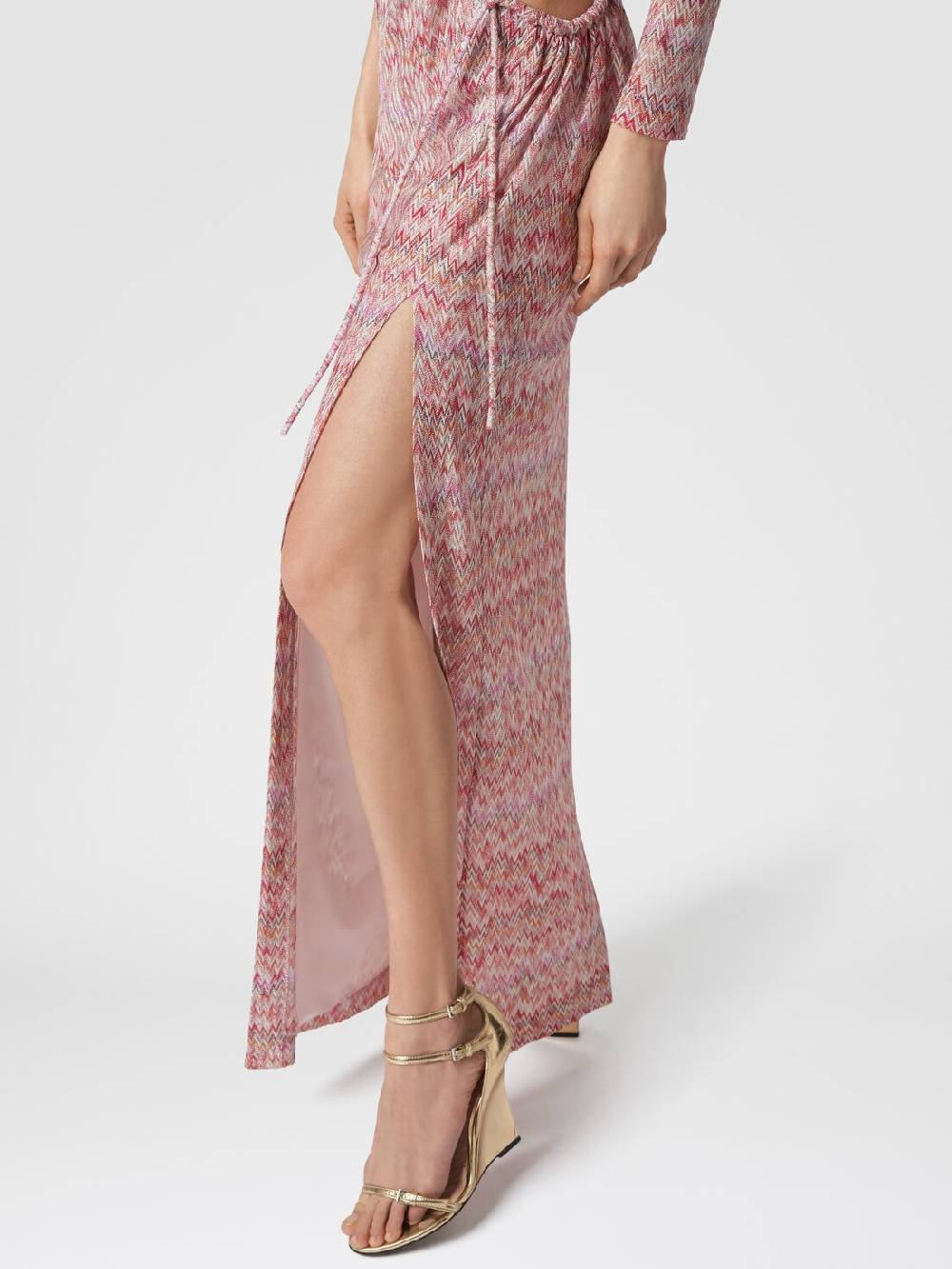 M Missoni Abito lungo monospalla con dettaglio cut-out e spacco Saldi Di Fabbrica