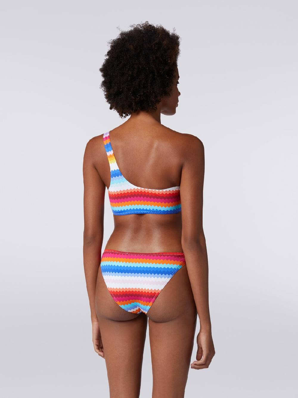M Missoni Bikini monospalla in nylon stretch stampa zig zag In Saldo