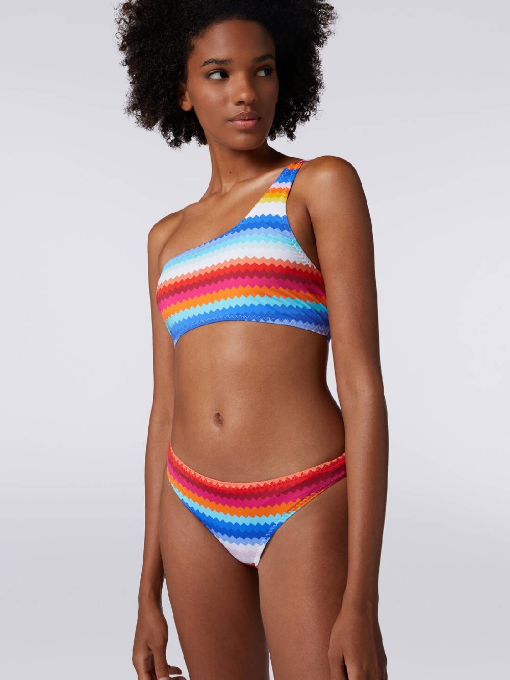 M Missoni Bikini monospalla in nylon stretch stampa zig zag In Saldo