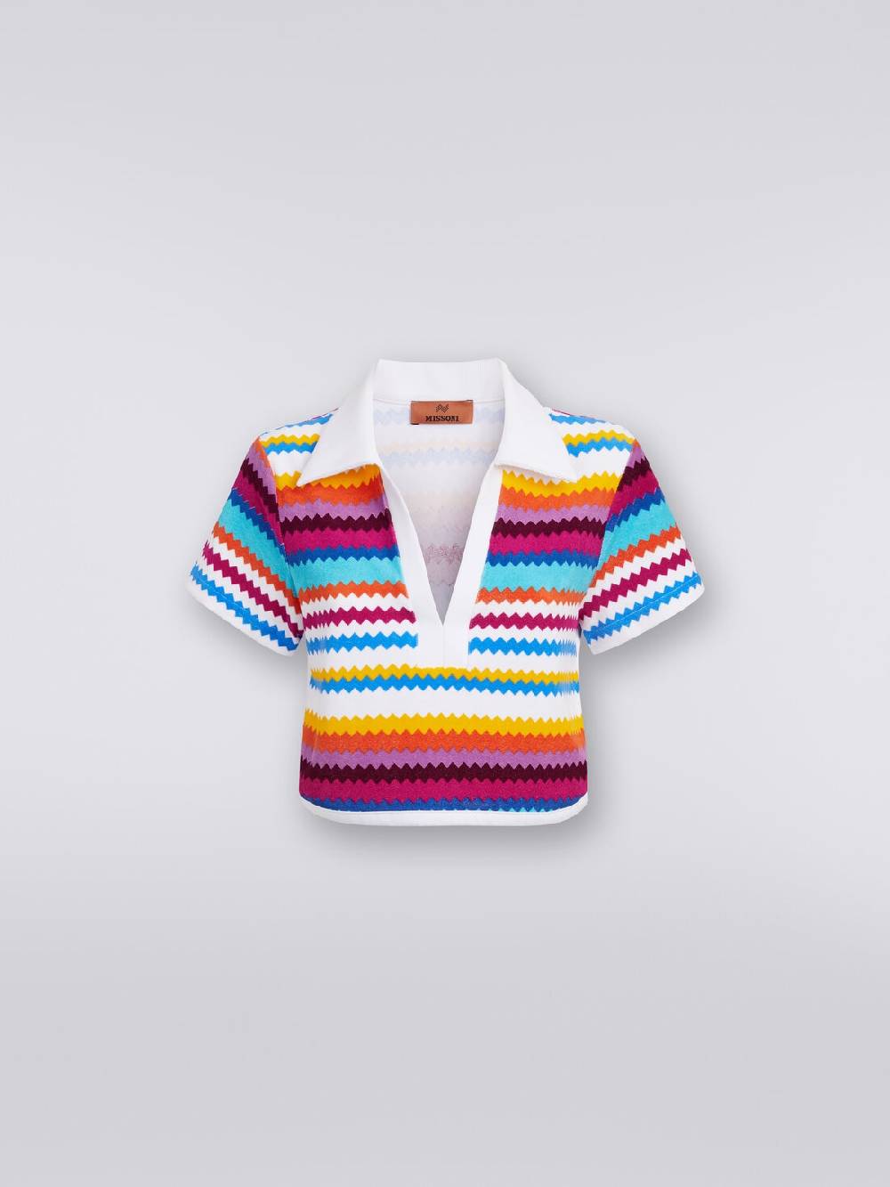 M Missoni Crop top modello polo in spugna zig zag Spedizione gratuita