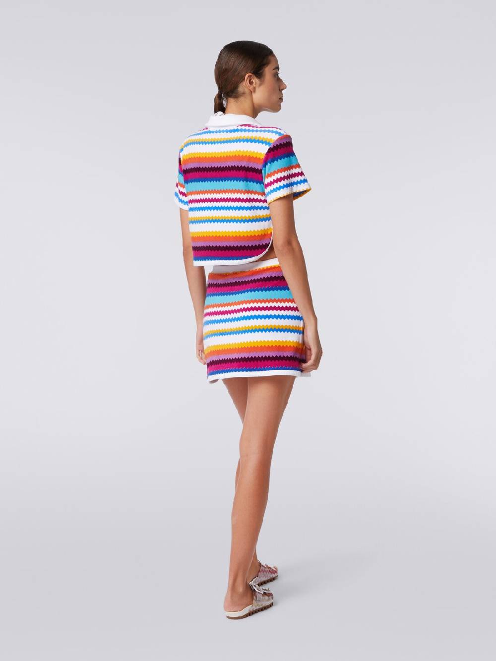 M Missoni Crop top modello polo in spugna zig zag Spedizione gratuita