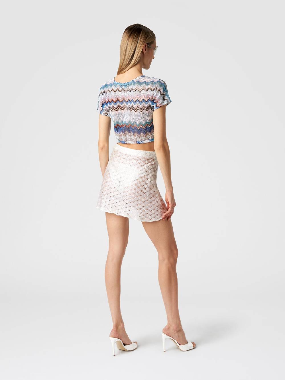 M Missoni Minigonna a portafoglio effetto pizzo con finish lucido Sconto di tempo limitato