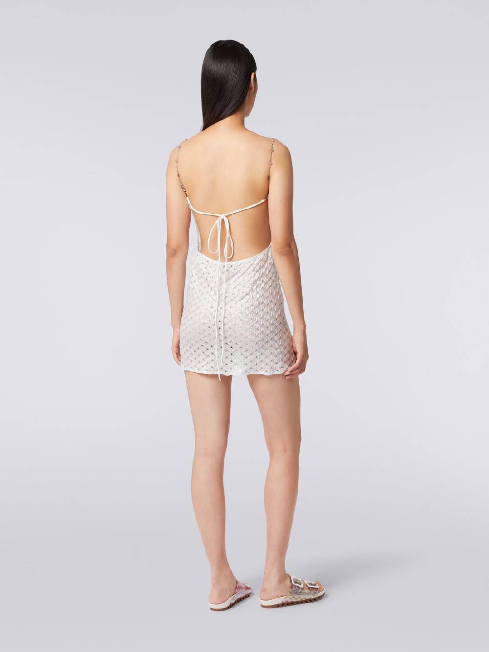 M Missoni Abito copricostume effetto pizzo con spalline in catena e pietre Prezzo di fabbrica