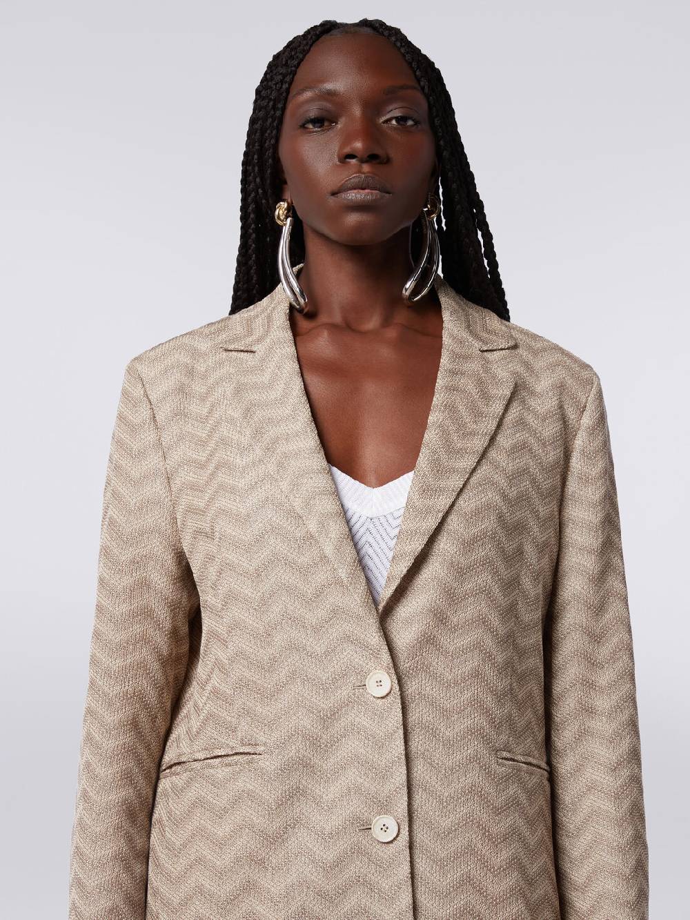 M Missoni Blazer monopetto in cotone chevron Flash Sale