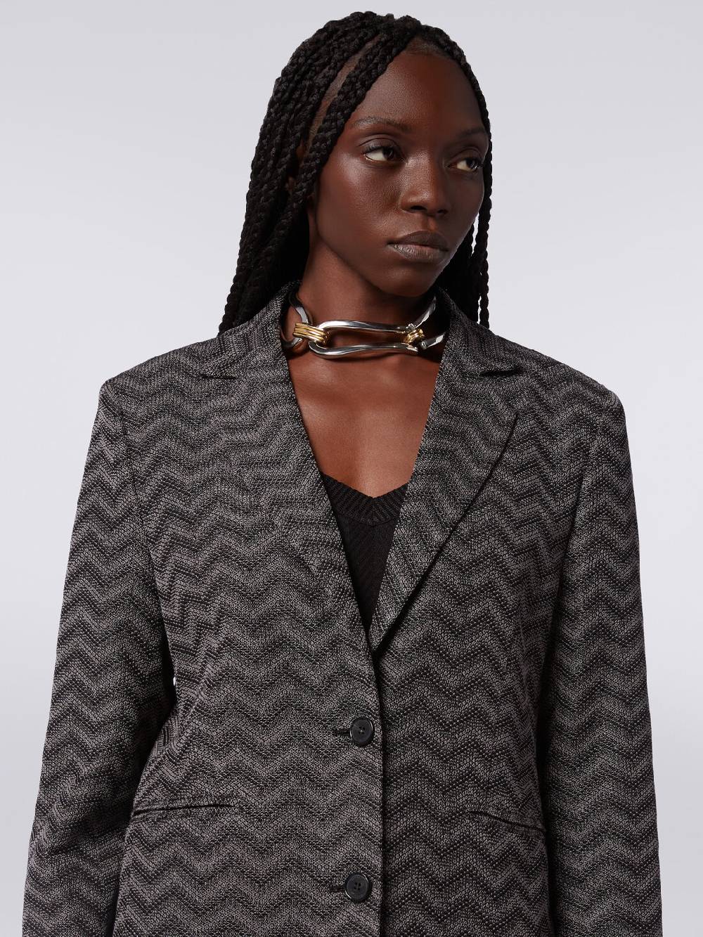 M Missoni Blazer monopetto in cotone chevron Fornitura limitata