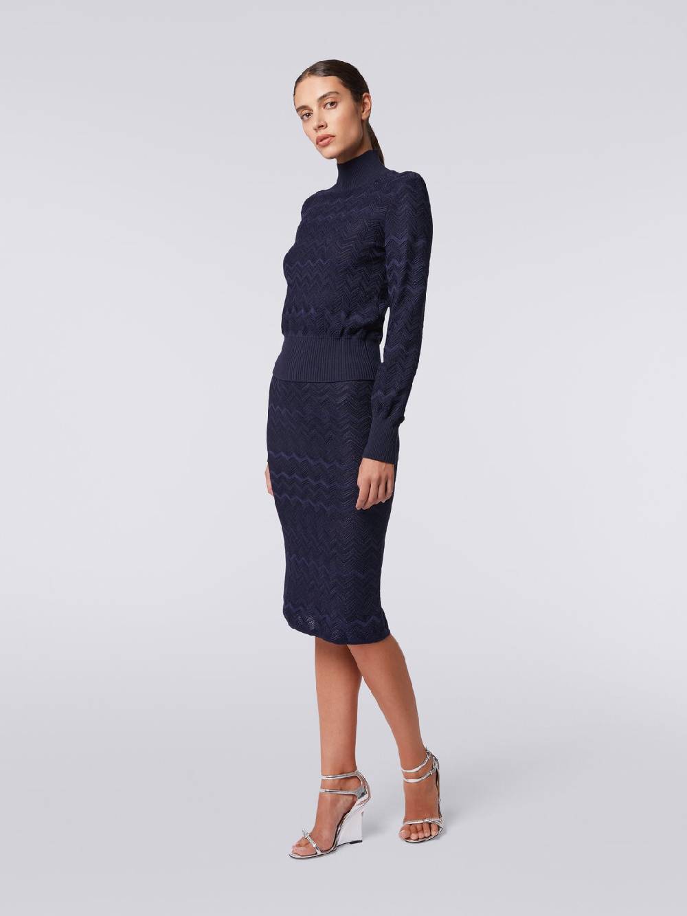 M Missoni Gonna midi in viscosa e lana chevron Offerta esclusiva