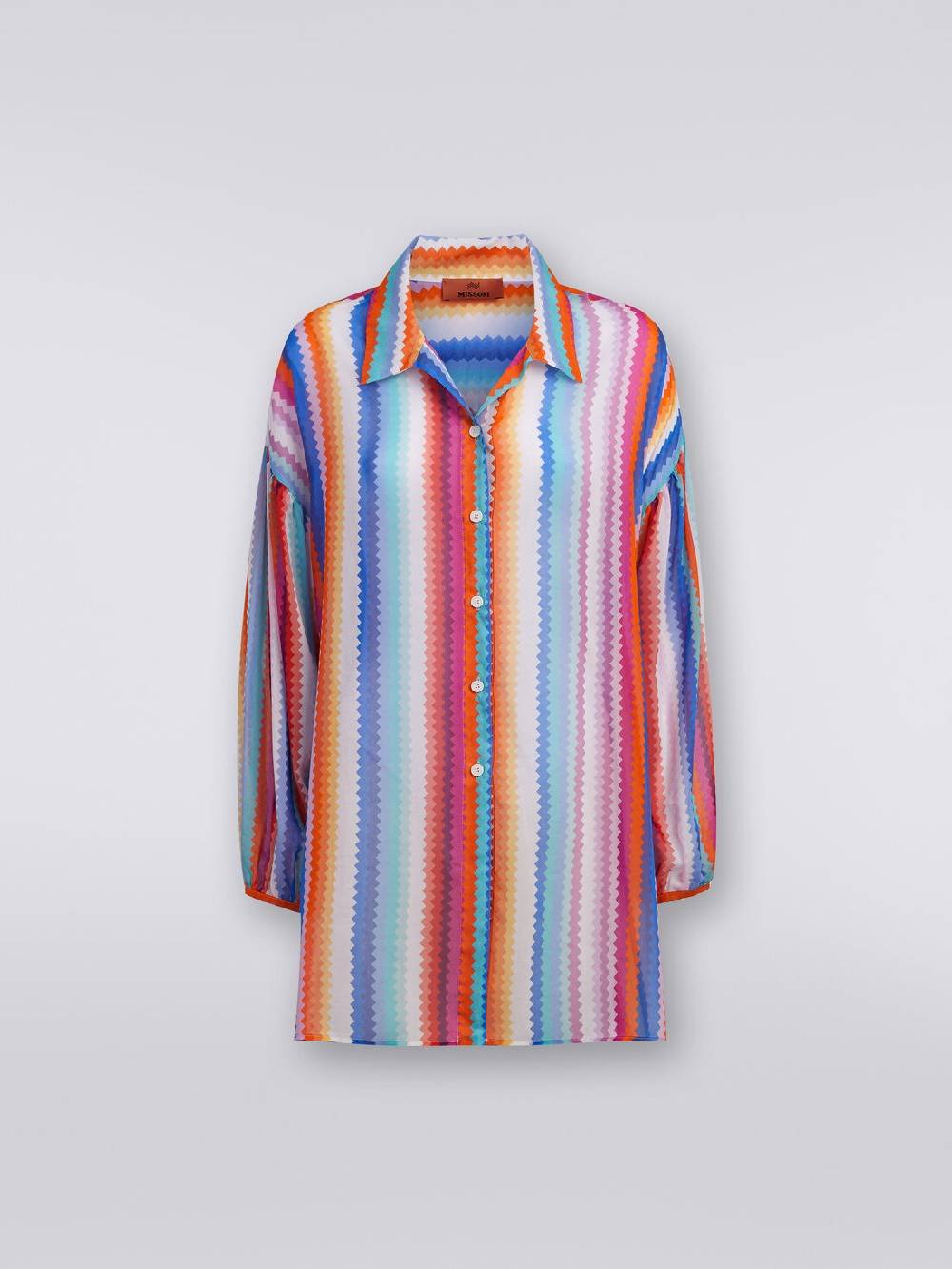 M Missoni Chemisier in cotone e seta stampa zig zag Vendite stagionali