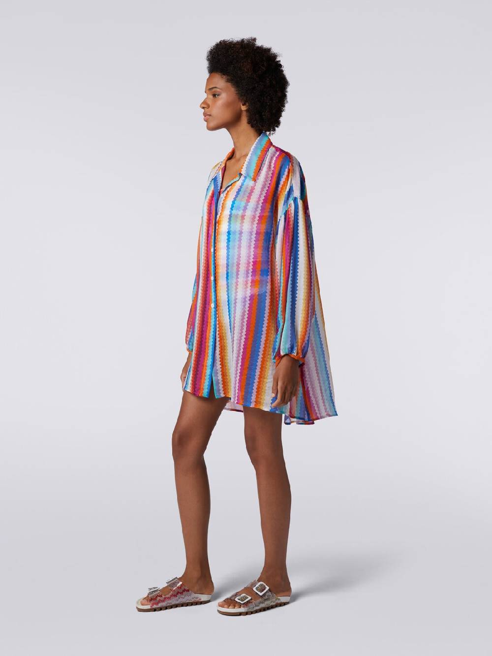 M Missoni Chemisier in cotone e seta stampa zig zag Vendite stagionali