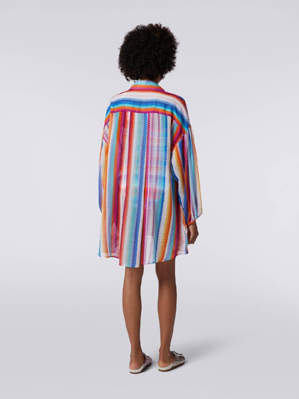 M Missoni Chemisier in cotone e seta stampa zig zag Vendite stagionali