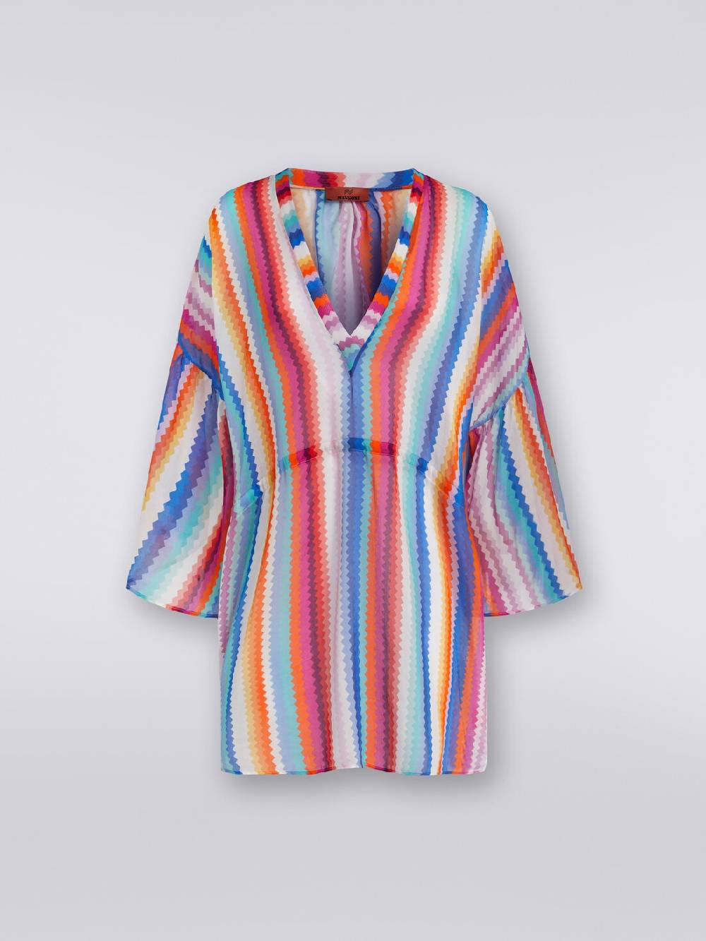M Missoni Caftano copricostume corto in cotone e seta zig zag Cyber Monday