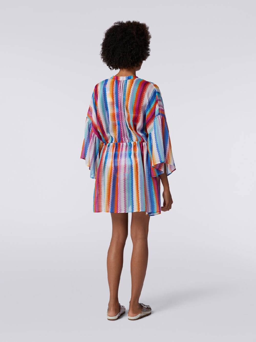 M Missoni Caftano copricostume corto in cotone e seta zig zag Cyber Monday