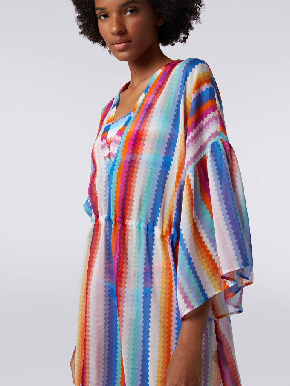M Missoni Caftano copricostume corto in cotone e seta zig zag Cyber Monday