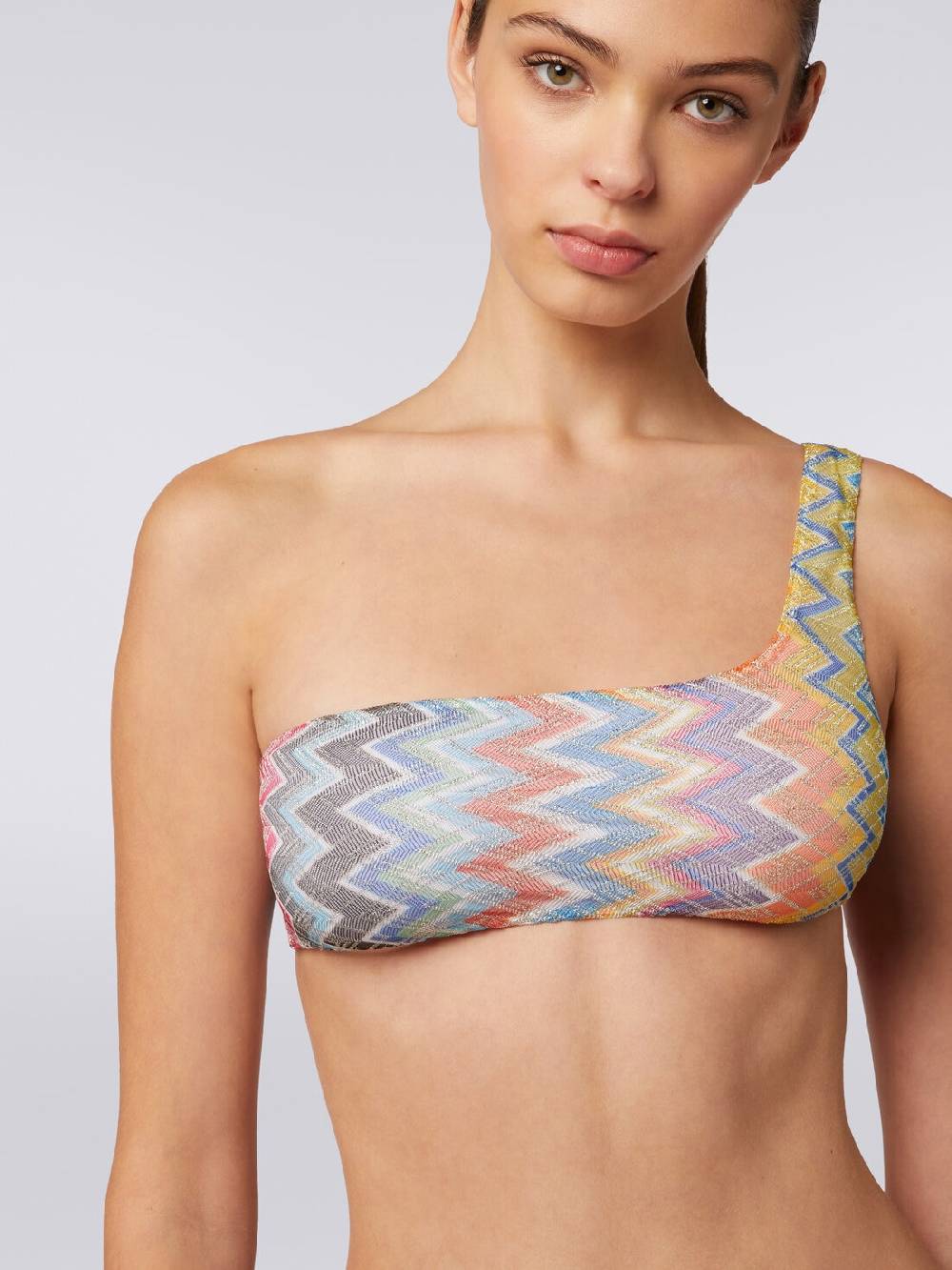 M Missoni Bikini monospalla in viscosa zig zag con lurex Offerta natalizia