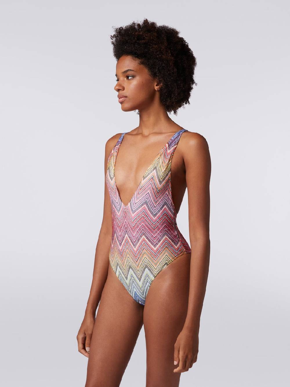 M Missoni Costume intero in tessuto stampa zig zag Offerta Pasqua